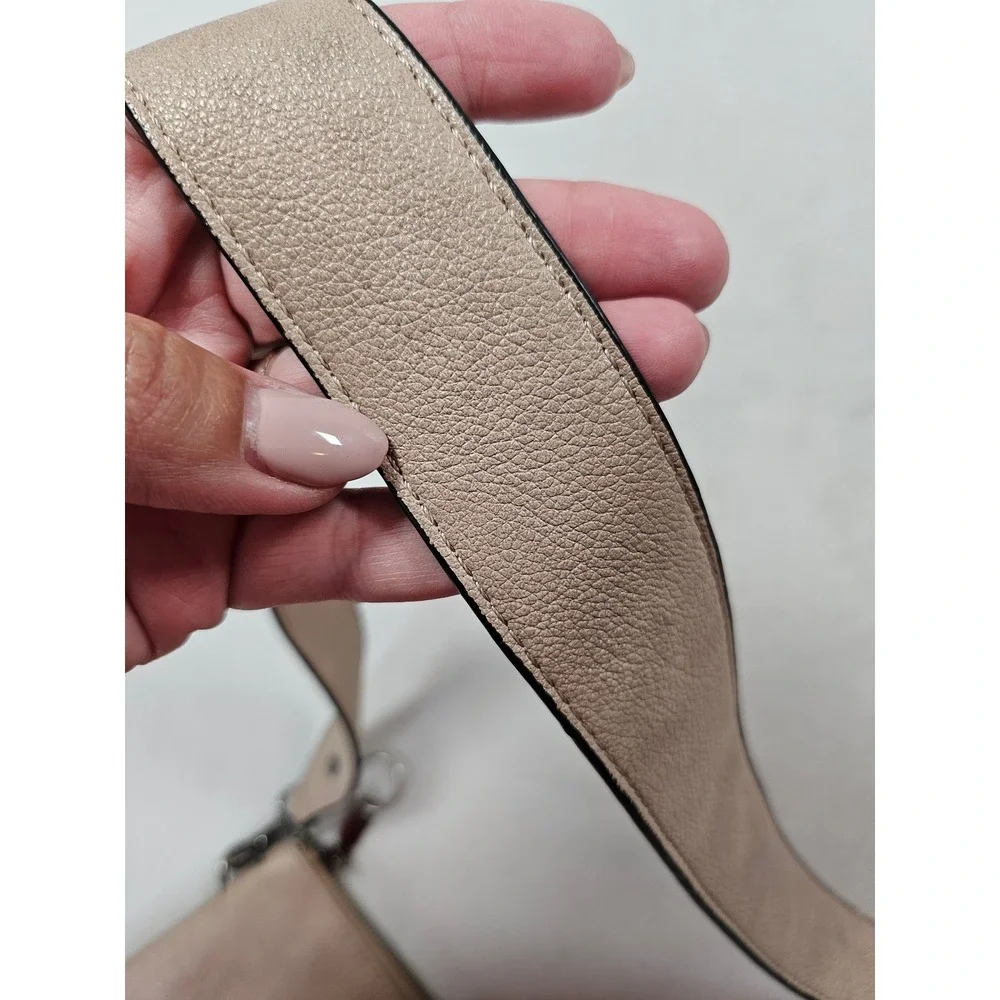 Jen & Co. Taupe Vegan Leather Triple Compartment‎ Crossbody Bag Minimalist Purse